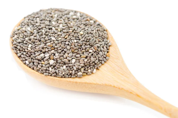 Chia seeds in wooden spoon. — Stock Photo, Image