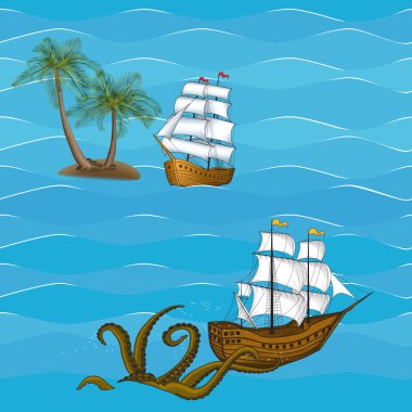 kesintisiz resim vintage yelkenli gemi