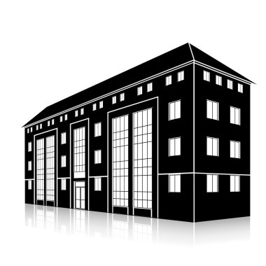 bir giriş ve yansıma ile siluet ofis binası