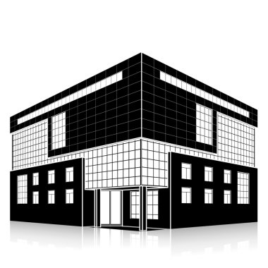 bir giriş ve yansıma ile siluet ofis binası
