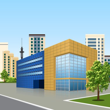 bir giriş ve yansıma ile ofis binası