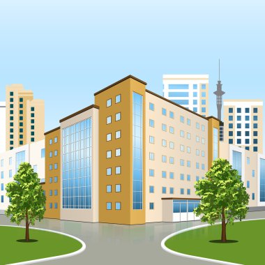 bir giriş ve yansıma ile ofis binası