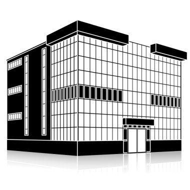 bir giriş ve yansıma ile siluet ofis binası