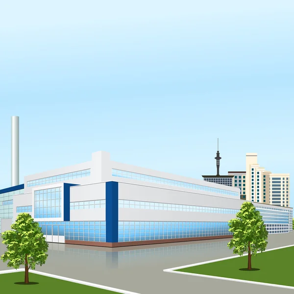 Εργοστάσιο κτίριο με γραφεία και παραγωγικές εγκαταστάσεις — Διανυσματικό Αρχείο