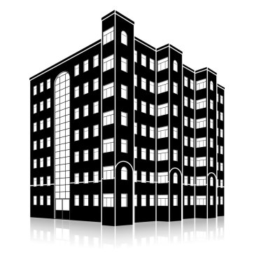 bir giriş ve yansıma ile siluet ofis binası