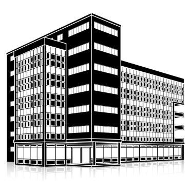 bir giriş ve yansıma ile siluet ofis binası