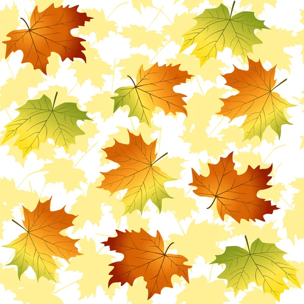 Naadloze patroon met gele en rode bladeren — Stockvector