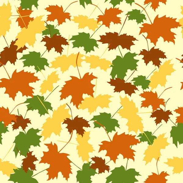 Motif sans couture avec des feuilles jaunes et rouges — Image vectorielle