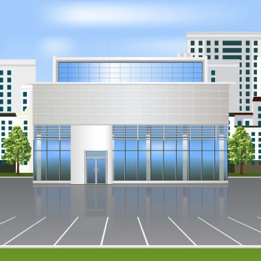 yansıması ile bina ve otopark ofis