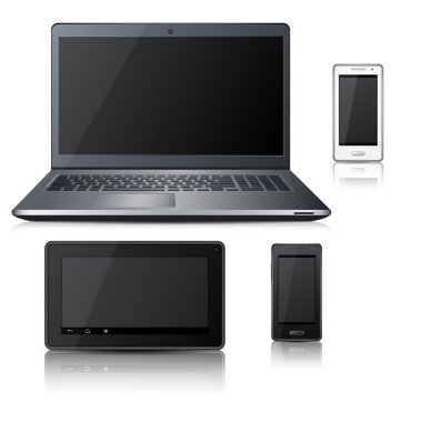 telefonu, dizüstü bilgisayar, tablet yansıması ile