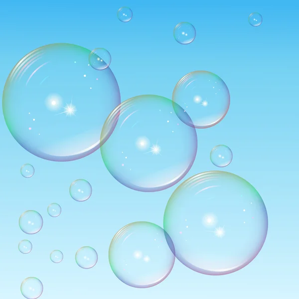 Large and small colorful bubbles with highlights — Stock Vector