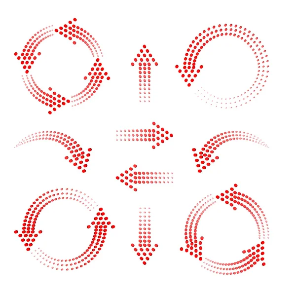 Ensemble de flèches rouges des cercles — Image vectorielle