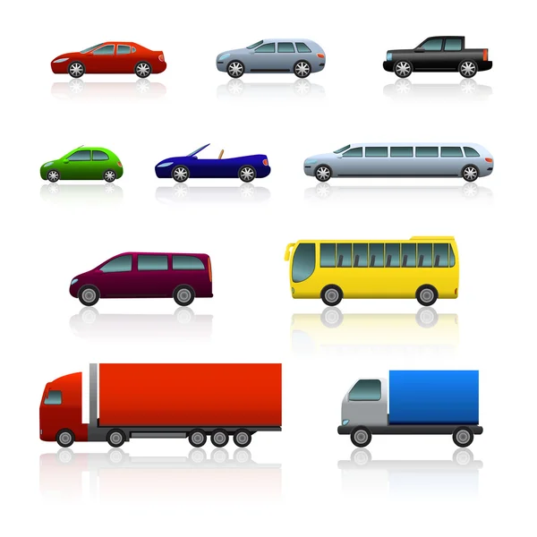 yansıması ile farklı otomobil kümesi