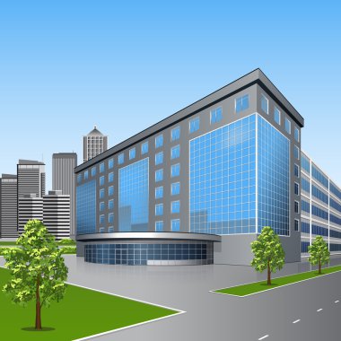 ağaçlar ve yansıma ile ofis binası