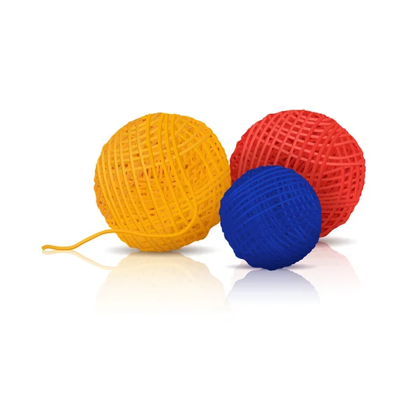 Écheveaux colorés de fil pour tricoter avec réflexion — Image vectorielle