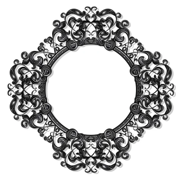 Round carved vintage frame for picture or photo — Stock Vector