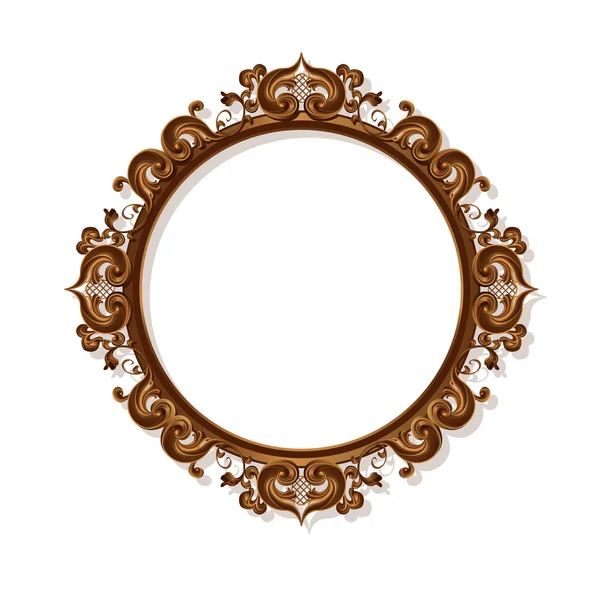 Round carved vintage frame for picture or photo — Stock Vector