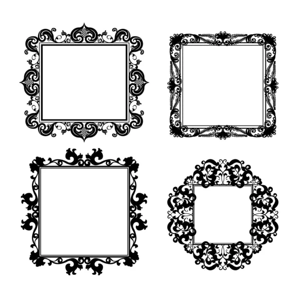 Silhouette carved frame for picture or photo — Stock Vector