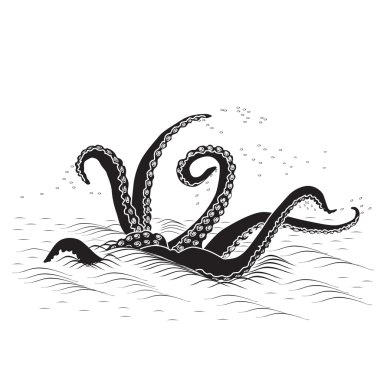 mitolojik kraken tentacles ile deniz