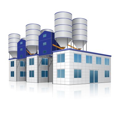 Fabrika Binası yansıması ile beton imalatı için 