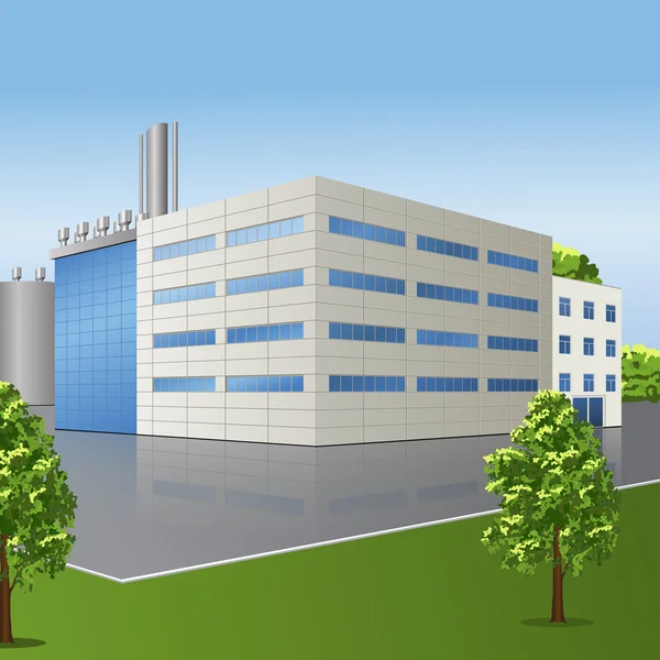 Factory building with offices and production facilities — Stock Vector