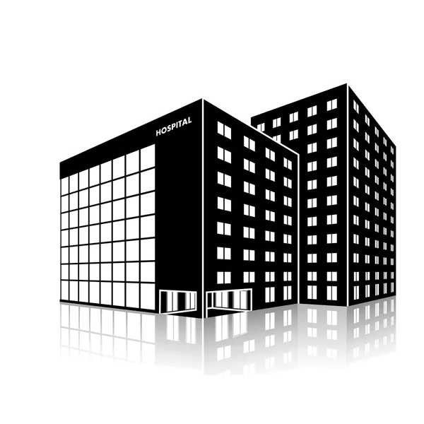 Silhouette city hospital building with reflection — Stock Vector