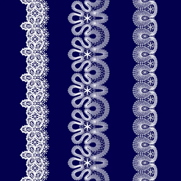 Set of white lace ribbons — Stock Vector