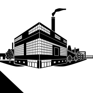factory building with offices and production facilities clipart