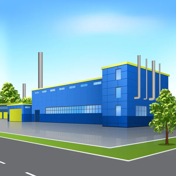 Εργοστάσιο κτίριο με γραφεία και παραγωγικές εγκαταστάσεις — Διανυσματικό Αρχείο