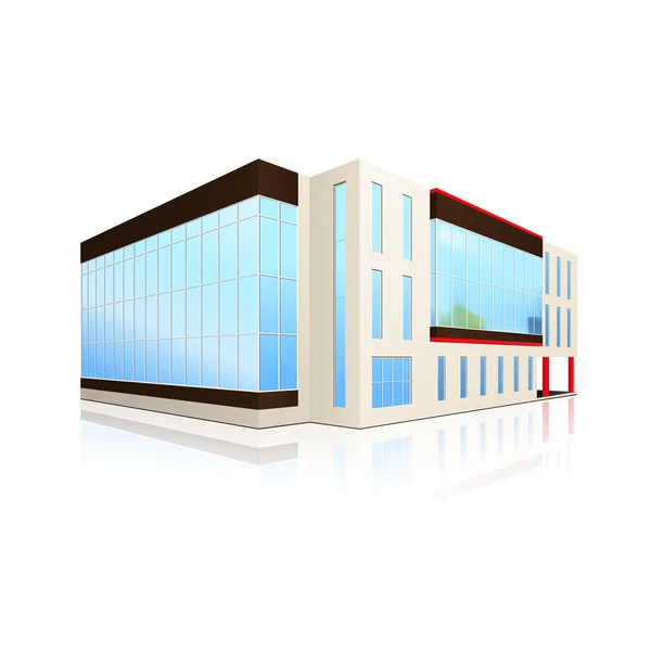 Office building and the entrance with reflection — Stock Vector