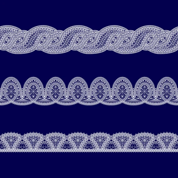 Набор белых кружевных лент — стоковый вектор