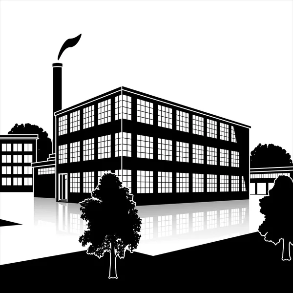 Výrobní haly s kanceláří a výrobních zařízení — Stockový vektor