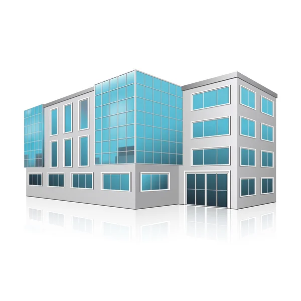 Edificio de oficinas con entrada y reflexión — Archivo Imágenes Vectoriales