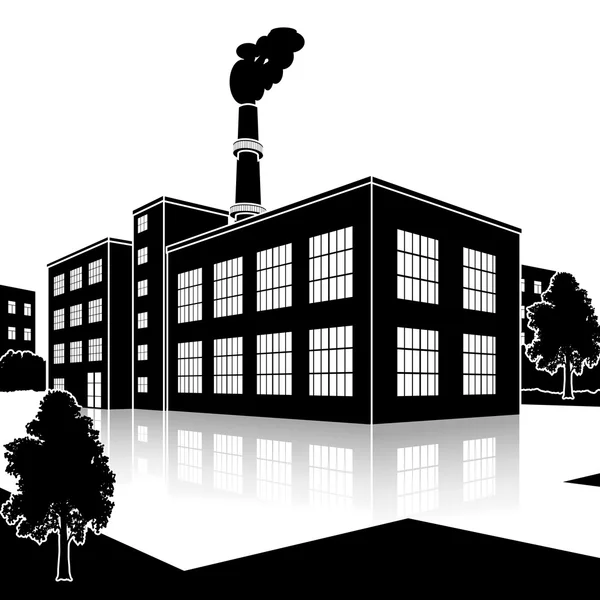 Bâtiment d'usine avec bureaux et installations de production Illustrations De Stock Libres De Droits