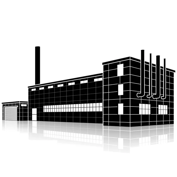Bangunan pabrik dengan kantor dan fasilitas produksi - Stok Vektor