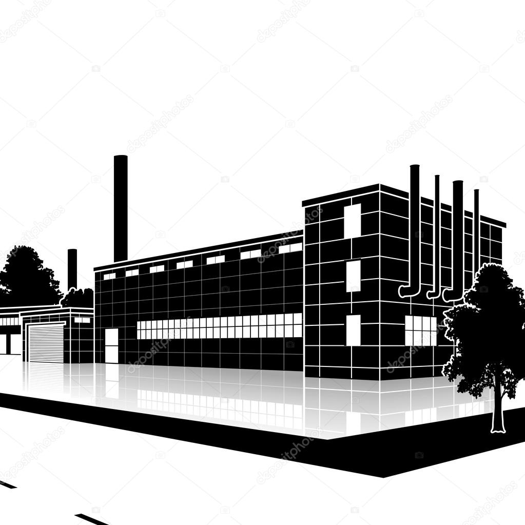 Factory building with offices and production facilities — Stock Vector