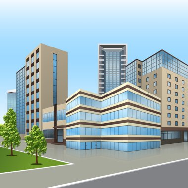 sokak arka plan yansıması ile ofis