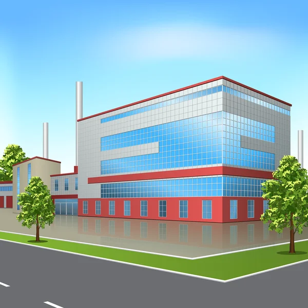 Factory building with offices and production facilities — Stock Vector