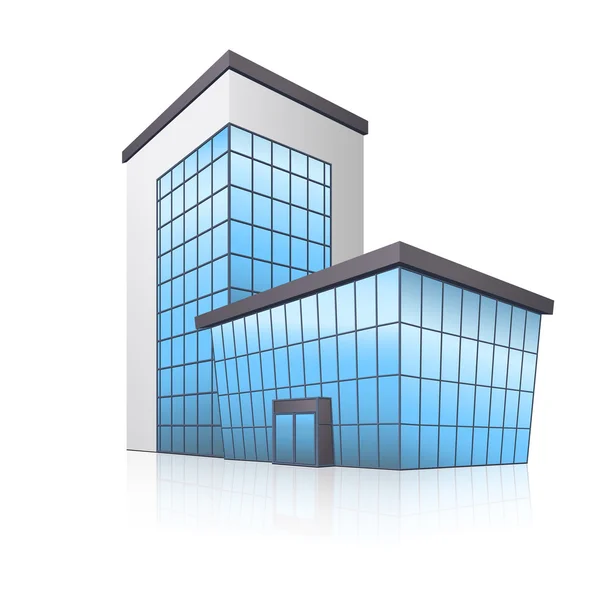 Kontorsbyggnad med en ingång och reflektion — Stock vektor