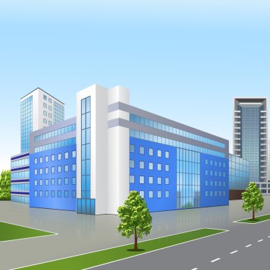 bir giriş ve yansıma ile ofis binası