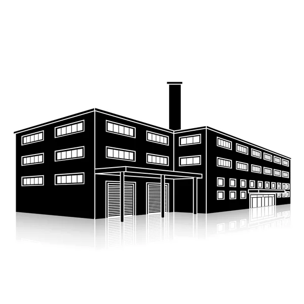 Bâtiment d'usine avec bureaux et installations de production — Image vectorielle