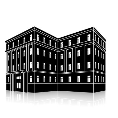 bir giriş ve yansıma ile siluet ofis binası