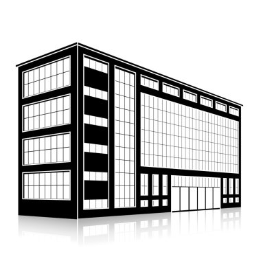 bir giriş ve yansıma ile siluet ofis binası