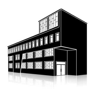 bir giriş ve yansıma ile siluet ofis binası