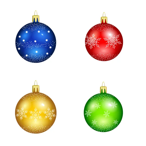 Set of christmas balls with snowflakes for decorations — Stock Vector