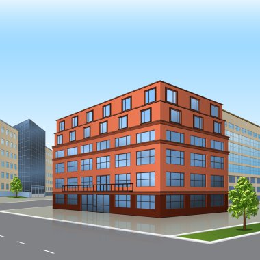 bir giriş ve yansıma ile ofis binası