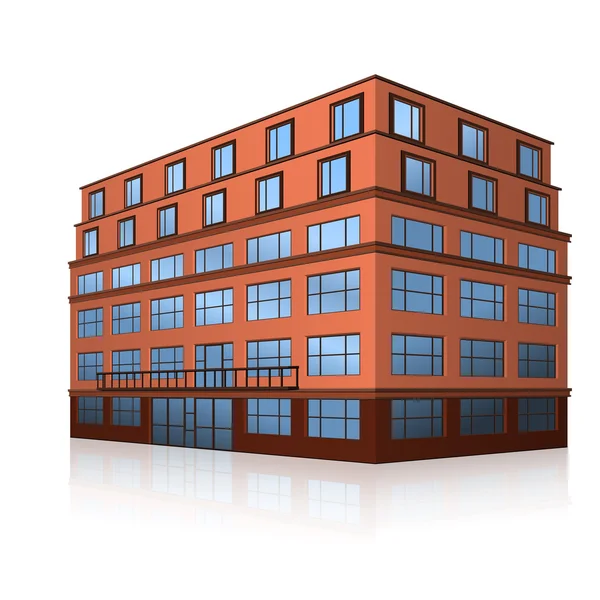 Kancelářské budovy s vchodem a reflexe — Stockový vektor