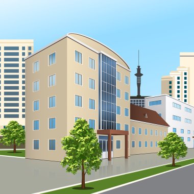bir giriş ve yansıma ile ofis binası