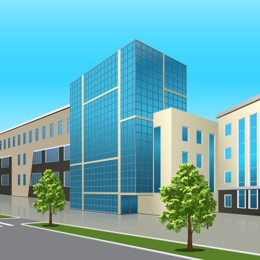 bir giriş ve yansıma ile ofis binası