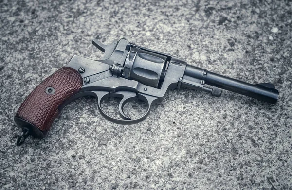 Soviet Metal Pistol Revolver Revolver Drum Concrete Background — Stock Photo, Image